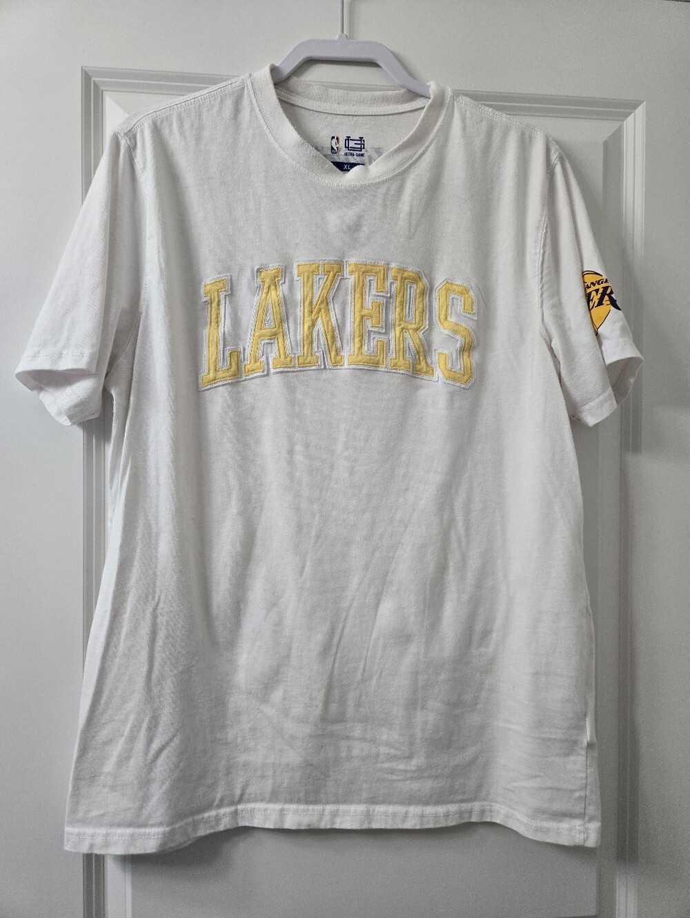 NBA Ultra Game Los Angeles Lakers White T-Shirt Mens XL Tackle Twill Logo Tee